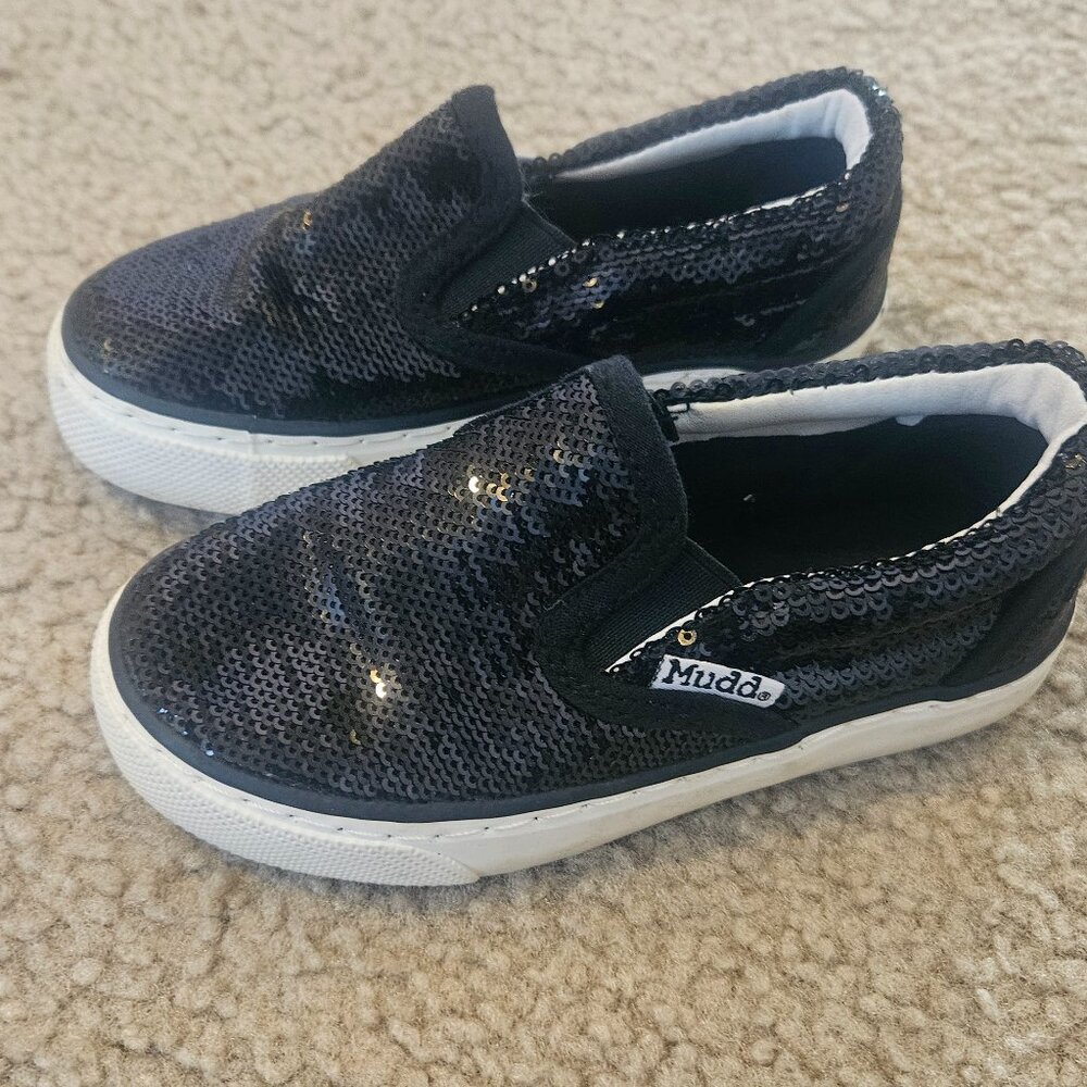 Black sequin toddler girl shoes